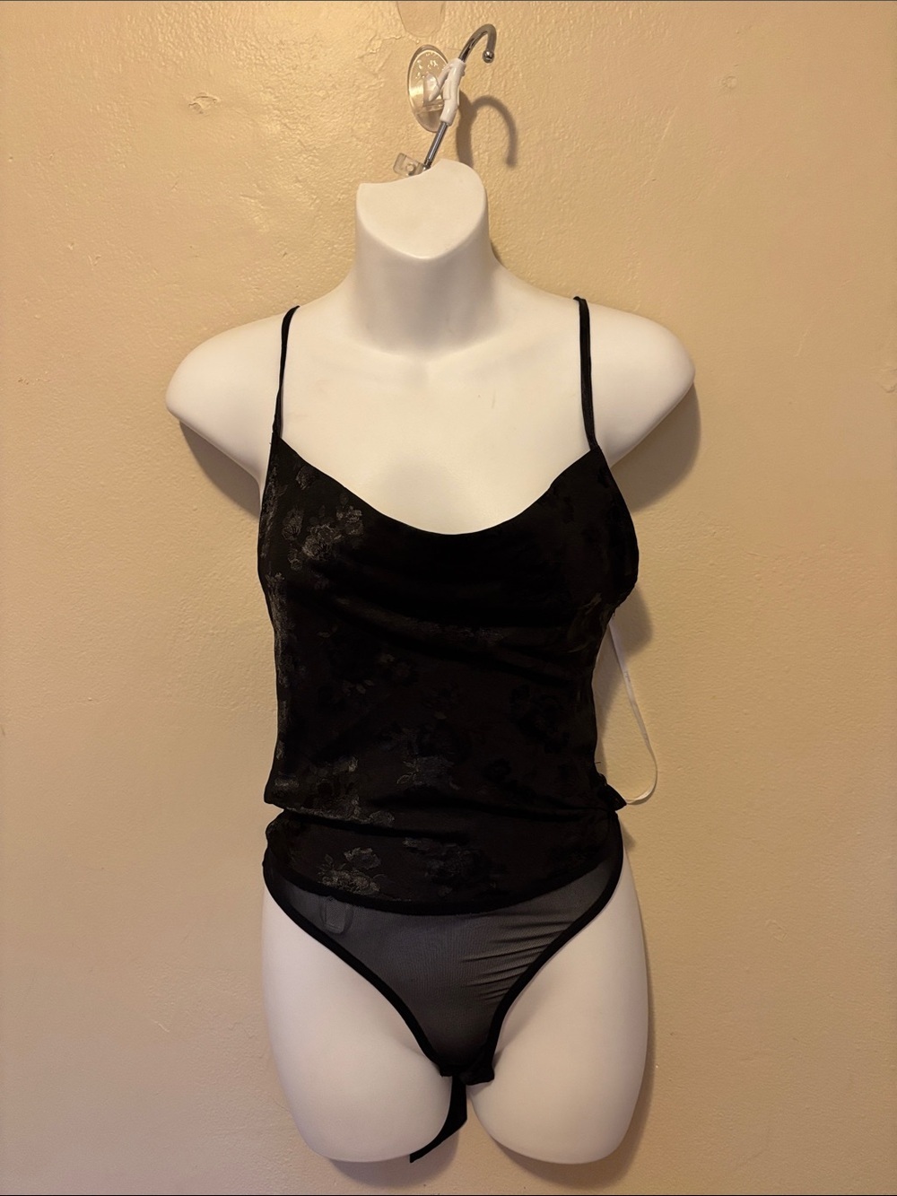 Lulu's Black Floral Lace-Accent Slip Top